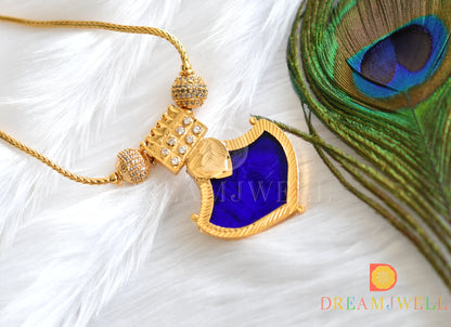 Gold tone blue Palakka Kerala style necklace dj-37628