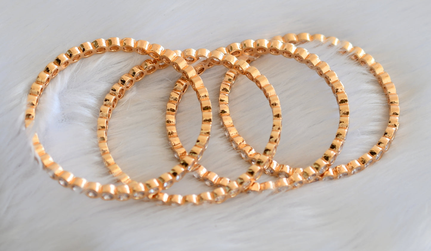 Gold tone white stone set of 4 Bangles (2.6) dj-40712