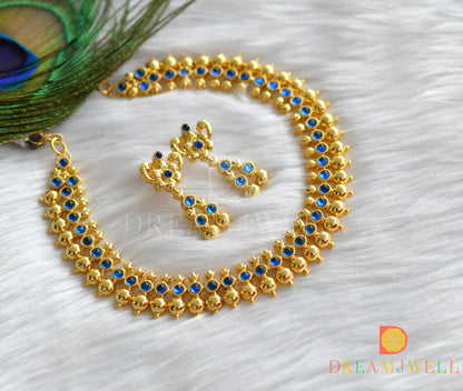 Gold tone  Blue Necklace Set dj-01727
