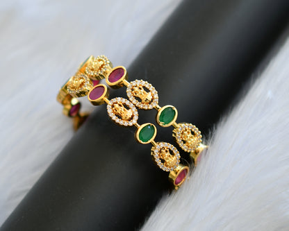 Gold tone Cz ruby-green Lakshmi bangles(2.4) dj-40719