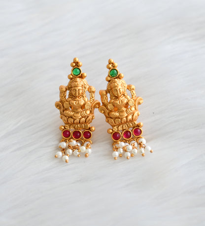 Matte finish kemp-green Lakshmi pearl haar set dj-39893