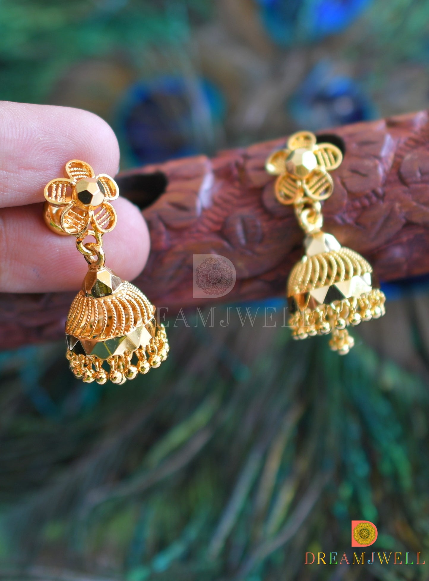 Gold tone Kerala style jhumkka dj-37653