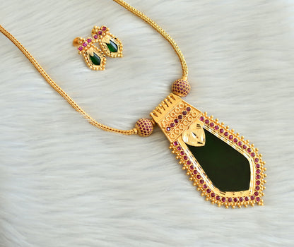 Gold tone pink-green nagapadam necklace set dj-35570