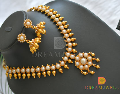 Antique gold tone pearl necklace set dj-01796