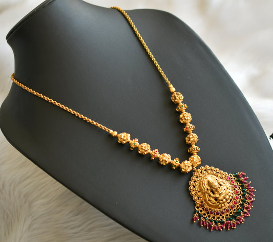 Matte finish kemp-green lakshmi beaded chain/necklace dj-37477