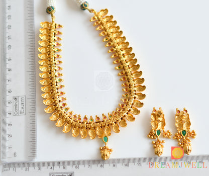 Gold tone Ruby-emerald Mango Necklace Set -dj10378