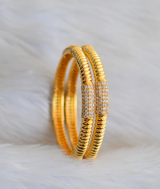 Gold tone cz bangles(2.4) dj-29414