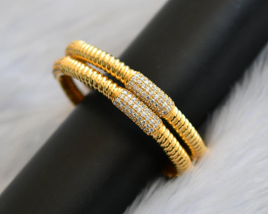 Gold tone cz bangles (2.8) dj-29416