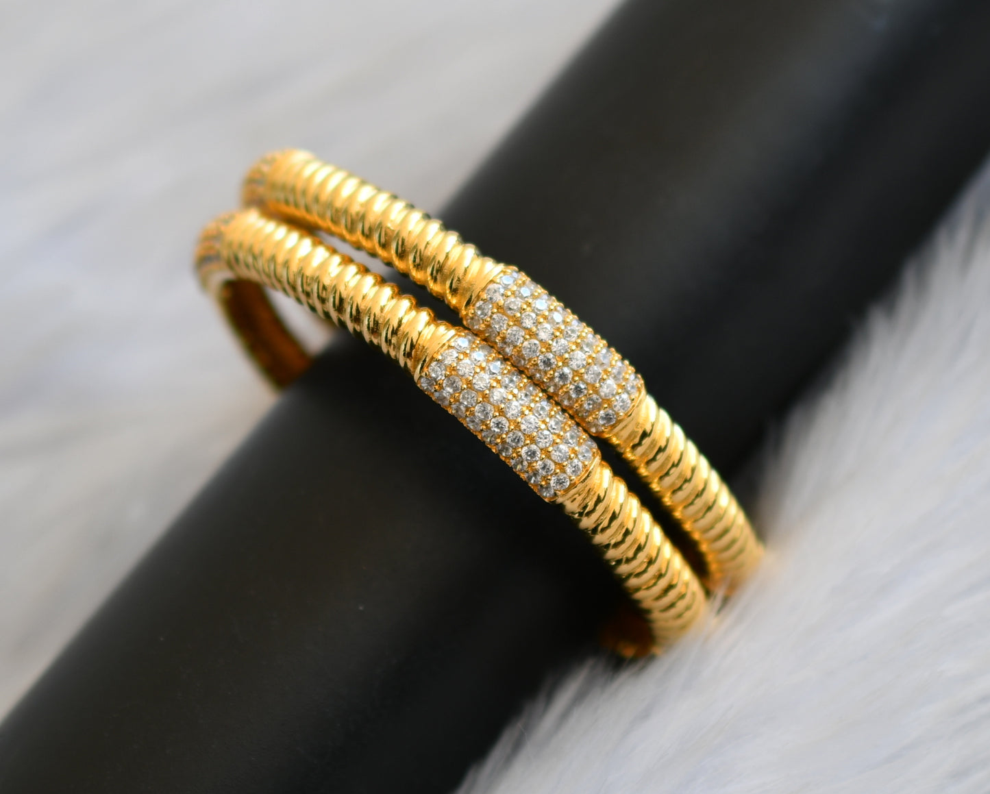 Gold tone cz bangles(2.10) dj-29417