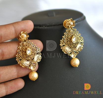 Antique flower pearl kundan necklace set dj-01808