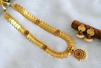 Gold tone kemp-green Lotus coin haar set dj-39898