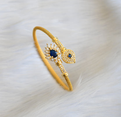 Gold tone Cz blue open type bracelet dj-10065