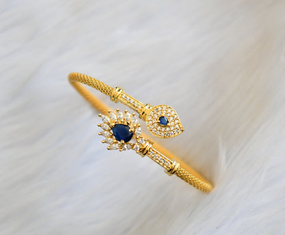 Gold tone Cz blue open type bracelet dj-10065