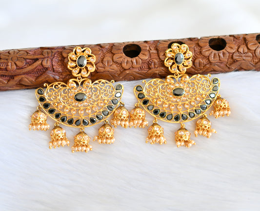 Antique gold tone cz black flower big jhumkka/Earrings dj-19371
