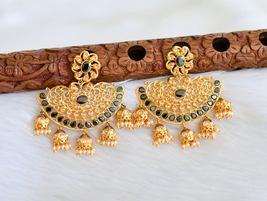 Antique gold tone cz black flower big jhumkka/Earrings dj-19371