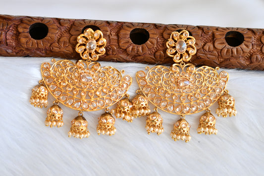 Gold tone cz gold stone flower big jhumkka/Earrings dj-19368