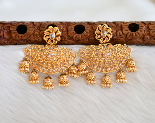 Gold tone cz gold stone flower big jhumkka/Earrings dj-19368