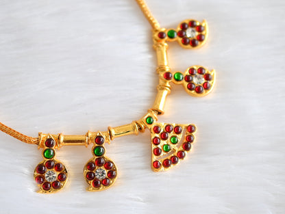 Gold tone kemp-green mango temple necklace set dj-18168