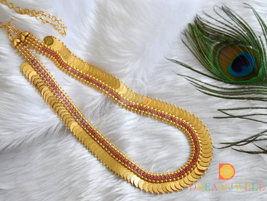 Gold tone Ruby Lakshmi coin haar dj-38273