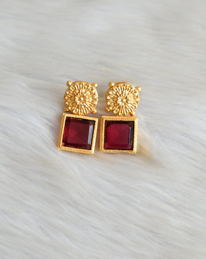 Matte finish magenta pink block stone flower combo set dj-42005