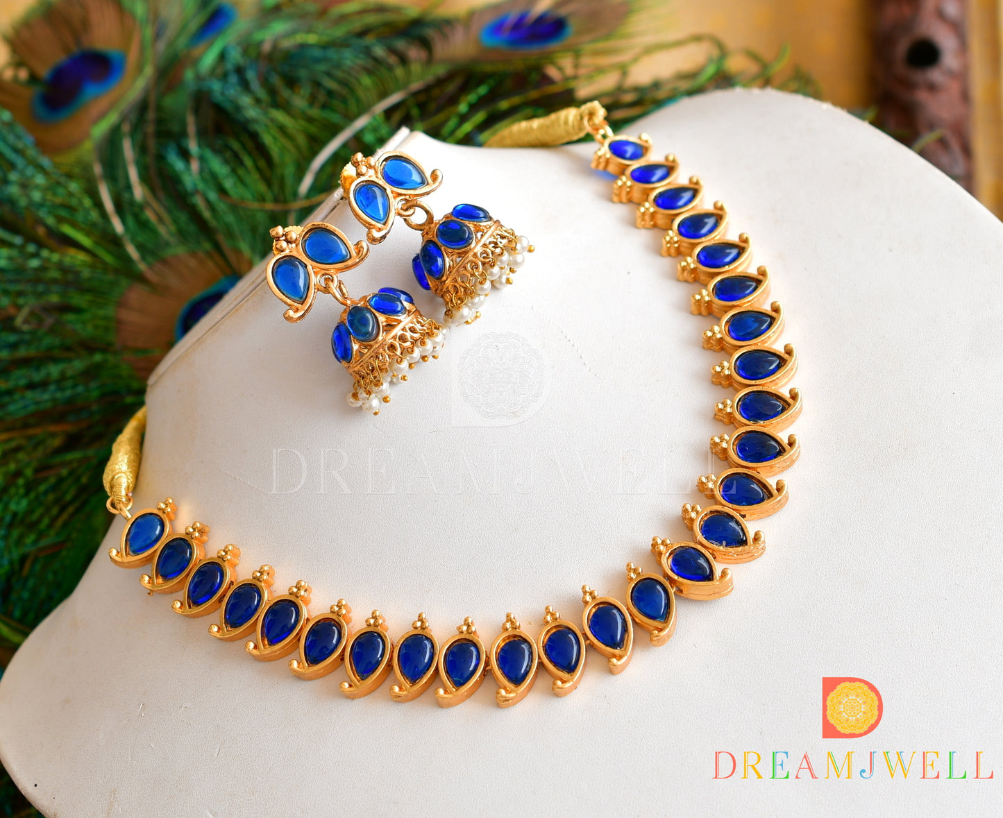 Matte finish Blue mango necklace set dj-36133