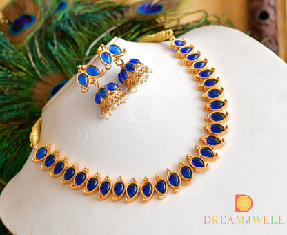 Matte finish Blue mango necklace set dj-36133