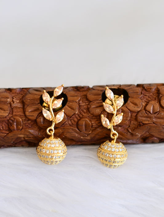 Gold tone cz gold stone ball earrings dj-19305