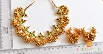 Gold tone ruby-emerald necklace set dj-36132