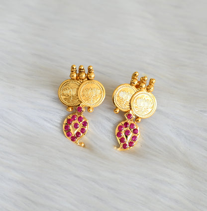 Gold tone ruby stone mango Lotus coin haar set dj-42012