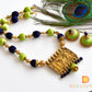 Antique Green/Blue silk thread necklace set dj-36127