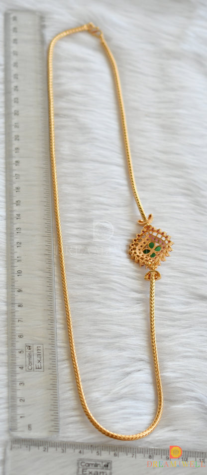 Gold tone ruby-emerald mugappu chain dj-38410