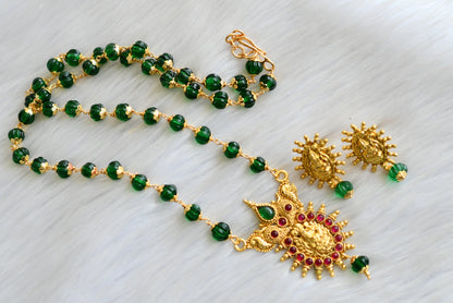 Antique kemp green pumpkin beads Lakshmi necklace set dj-42009