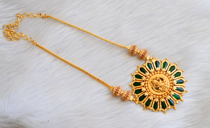 Gold tone pink-green-white Nagapadam Lakshmi Kerala style kodi necklace dj-40794