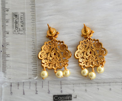 Matte finish ruby-white stone earrings dj-42039