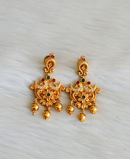 Matte finish ruby-green-white earrings dj-42051
