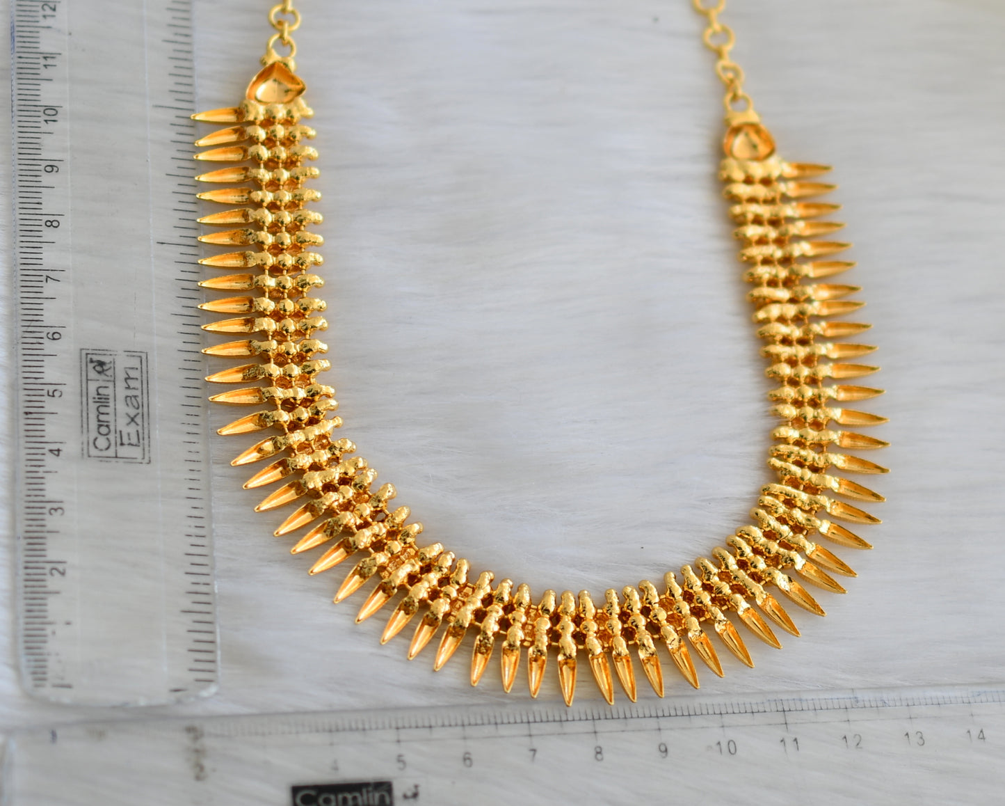 Gold tone Mulla mottu Kerala style Lakshmi coin necklace dj-40790