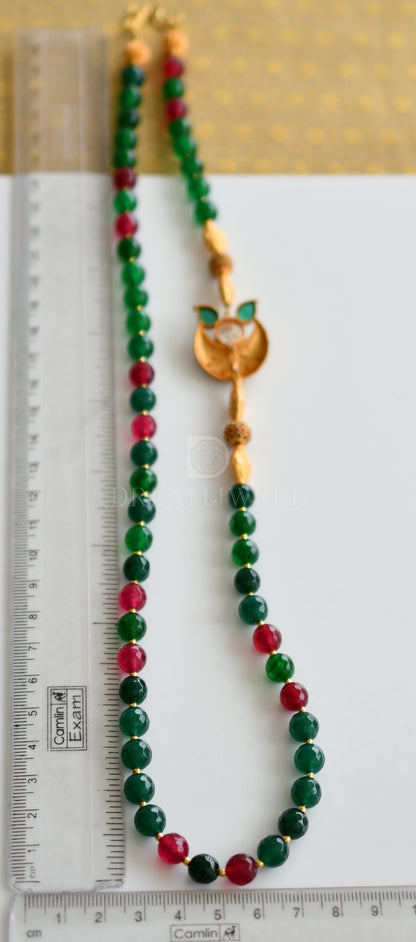 matte finish green-ruby agates designer mugappu chain dj-34902