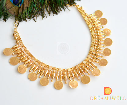 Gold tone Lakshmi coin-Mulla mottu Kerala style Necklace dj-36843