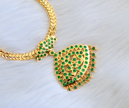 Gold tone ad green stone attigai/Necklace dj-39870