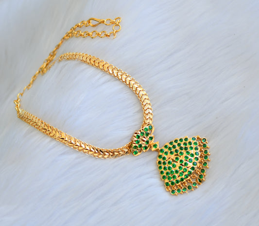 Gold tone ad green stone attigai/Necklace dj-39873