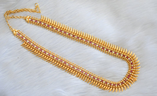 Gold tone pink-white mulla mottu Kerala style haar dj-40798