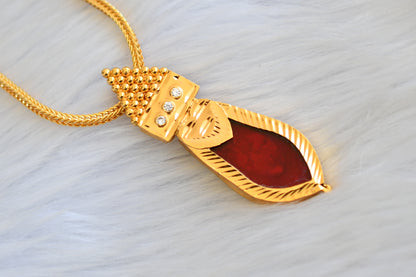 Gold tone red nagapadam Kerala style pendant with chain dj-40768