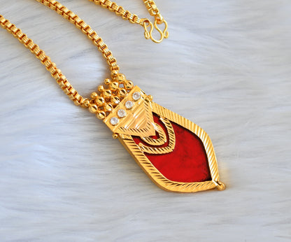 Gold tone white-red nagapadam Kerala style pendant with chain dj-40769