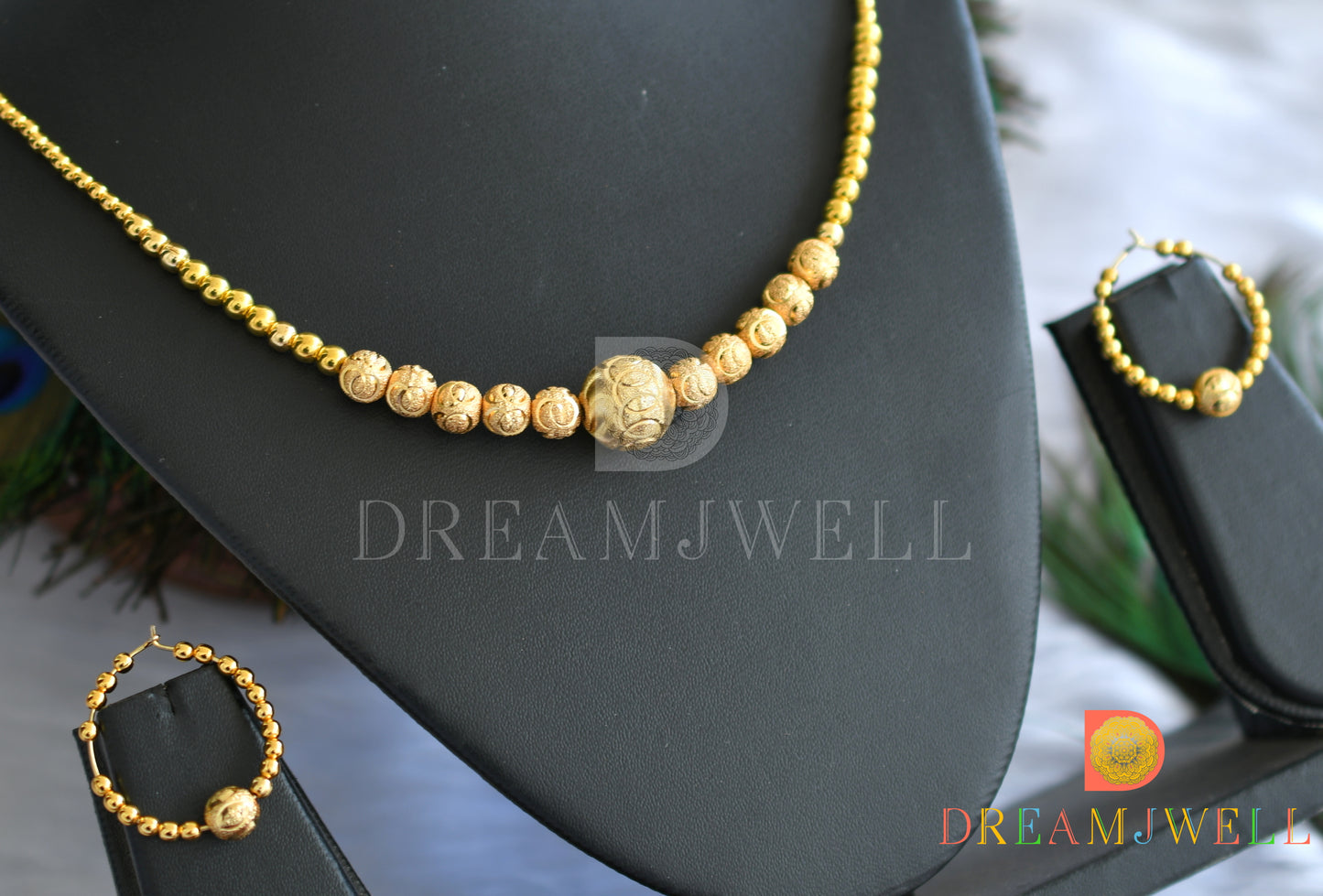 Gold tone designer beaded necklace set dj-17611