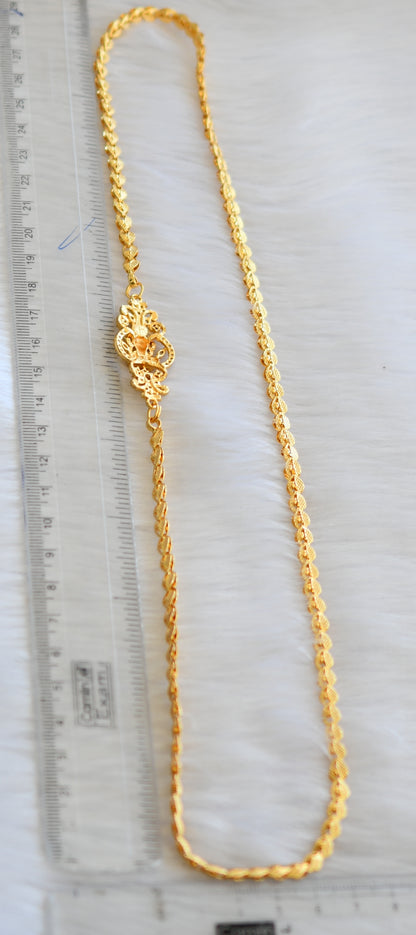 Gold tone white stone Lakshmi mugappu chain dj-40776