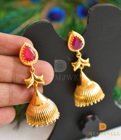 Gold tone ruby designer jhumkka dj-36159