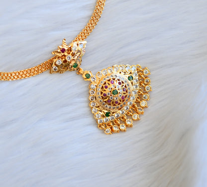 Gold tone ad ruby-white-green attigai/necklace dj-39877