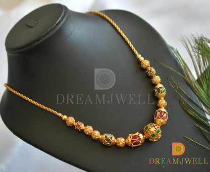 Matte finish kemp-green-white beaded chain/necklace dj-38426