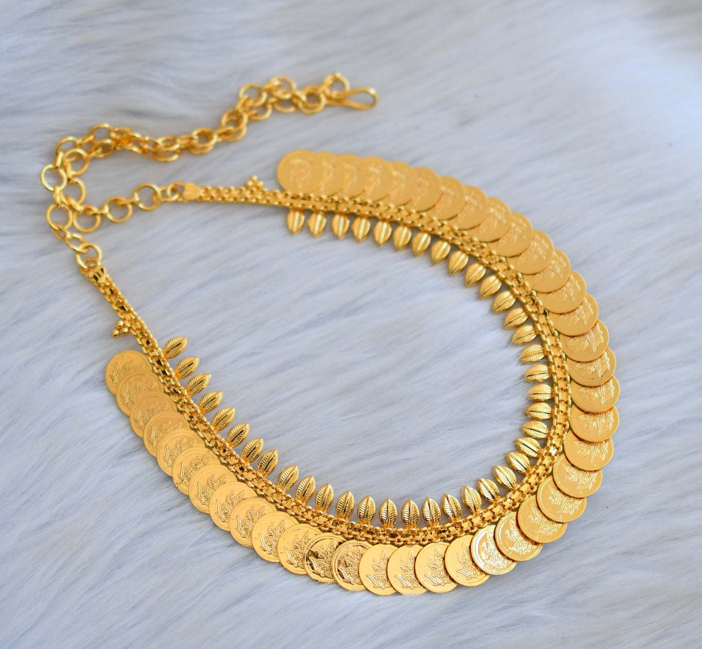 Gold tone Lakshmi coin Kerala style necklace dj-40788