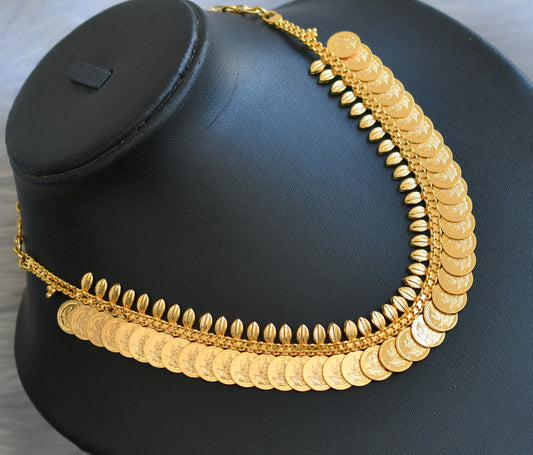 Gold tone Lakshmi coin Kerala style necklace dj-40788